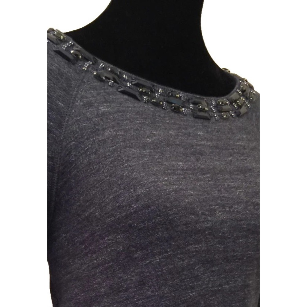 J. Crew Womens Sweatshirt Top Sz Small Navy Blue Short Sleeve Crew Embellished - Picture 6 of 12